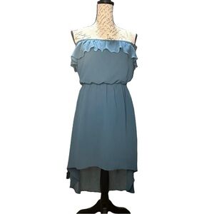 Mine Blue / Teal Strapless Blouson Dress Size Large